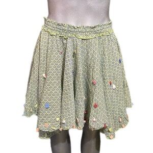 Little Handprints Skirt A Line Asymmetrical Flowy Fairycore Boho Flowy Sz Medium